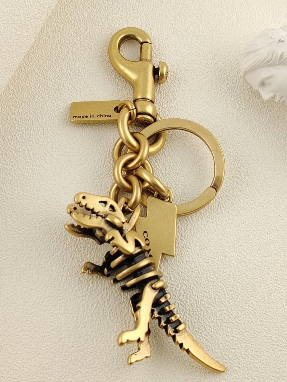 Coach Gold Rexy Skeleton Bag Charm Keychain Coach Bag Accessories - Picture 3 of 9